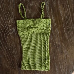 Handmade Knit Green Cropped Tank Top